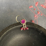 Ruby Hanging Beads Nose Pin