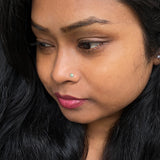 Small Green & Zircon Flower Nose Pin