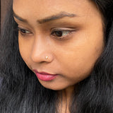 Small Orange & Zircon Flower Nose Pin