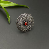 Intricate Mandala Finger Ring (Red)