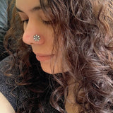 Silver Flower Power Nose Pin