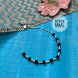 Black Cube & Silver Beads Anklet