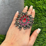 Floral Red Afghani Ring