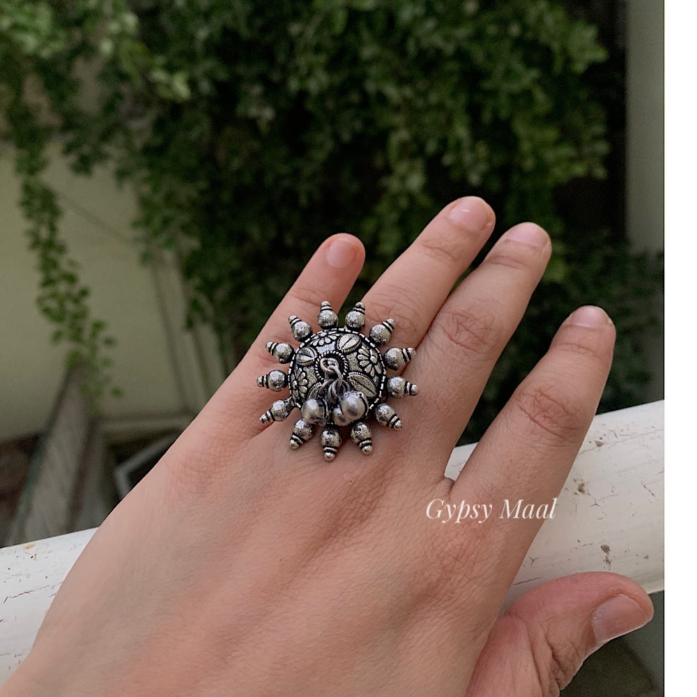 Ghungroo - Silver Oxidised Ring – Craft Store of India