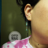 Turquoise & Zircon Thread & Needle Earrings