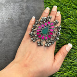 Rani Pink & Green Afghani Ring