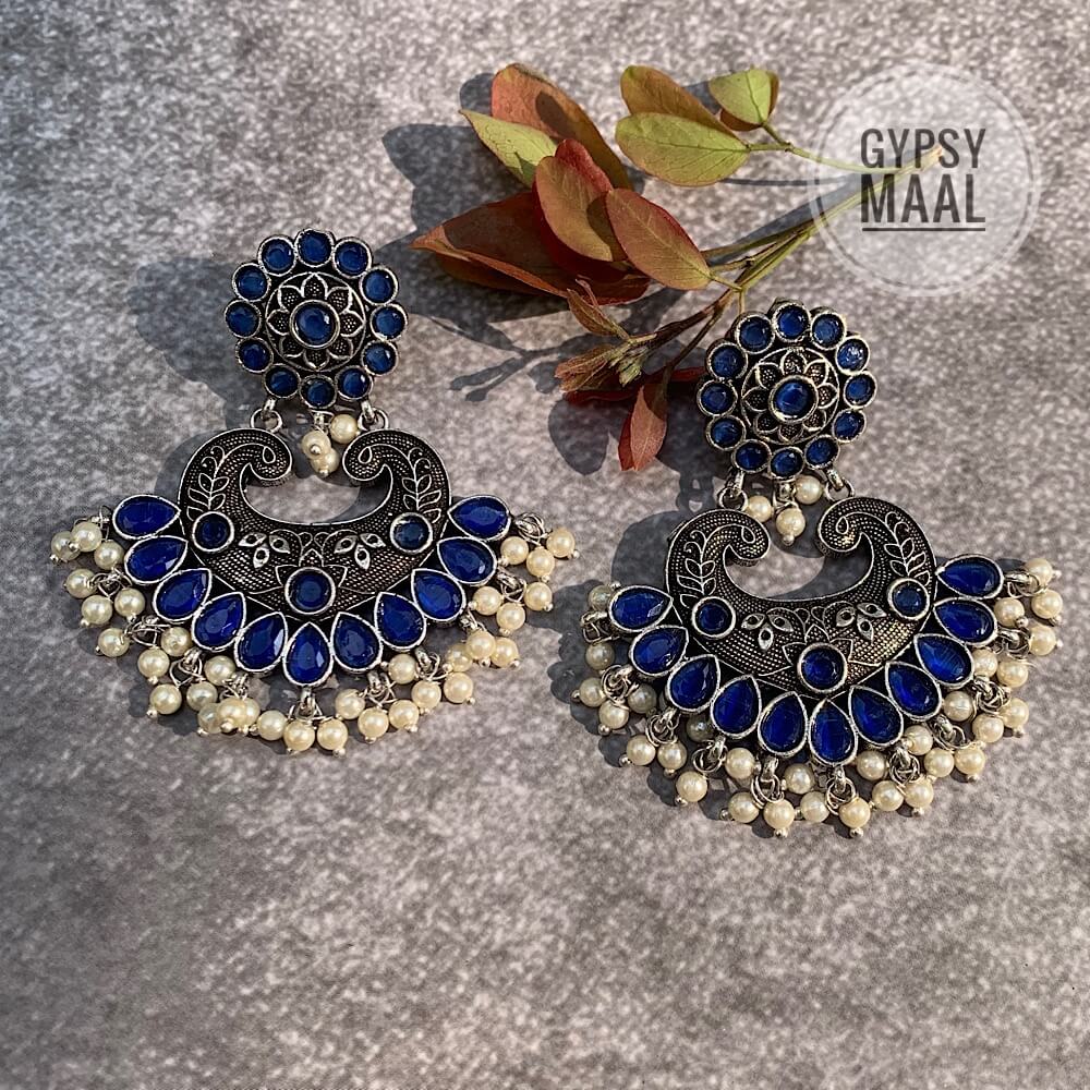 Earrings Jewelry For Navy Blue Dress Lehenga Jewellery For Blue