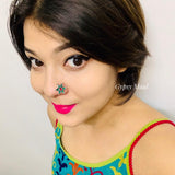 Green & Hot Pink Kundan Nose Pin