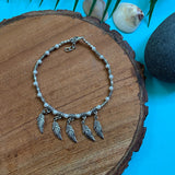 Feather & White Beads Anklet