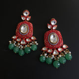 Traditional Red & Emerald Drop Earrings