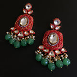 Traditional Red & Emerald Drop Earrings