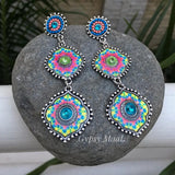Trippy Print and Beads Earrings