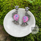 Hand Painted Paisley Earrings (pink)