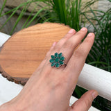 Abstract Green Flower Ring