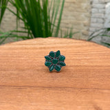 Abstract Green Flower Ring