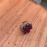 Ruby Flower Finger Ring