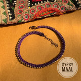 Violet Macrame & Brass Beads Anklet