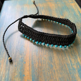 Black Macrame With Turquoise Beads