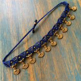 Royal Blue & Brass Charms Anklet