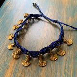 Royal Blue & Brass Charms Anklet