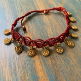 Deep Red & Brass Charms Anklet