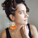 Pop Orange Tassel Earrings