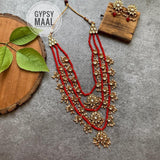 Red Kundan Long Necklace Set