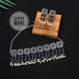 Regal Blue Choker & Earrings Set