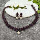 Ruby Leaf Necklace Set
