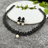 Black Leaf Necklace Set
