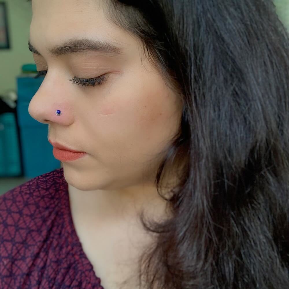 Round Blue Nose Stud