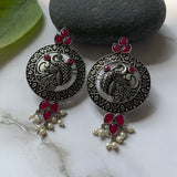 Ruby Intricate Peacock Earrings