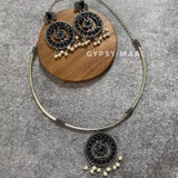 Black Peacock Hasli & Earrings
