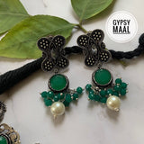 Emerald Peacock Choker & Earrings Set