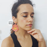 Neon Pink Abstract Earrings