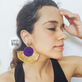 Gold & Purple Tassel Earrings