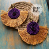 Gold & Purple Tassel Earrings