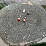 Tiny Red Ear Studs