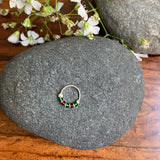 Green & Deep Red Beads Nose Ring