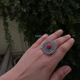 Red Mandala Finger Ring