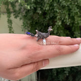 Peacock With Blue Stone Ring