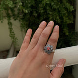 Floral Finger Ring (red)