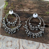 Circle In Circle Silver Bead Earrings