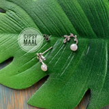 Leaf With Pearl Ear Studs