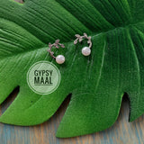 Leaf With Pearl Ear Studs