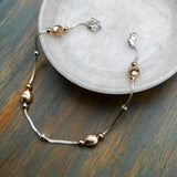 Rose Gold Beads & Silver Anklet