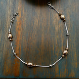 Rose Gold Beads & Silver Anklet