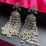 Zircon & Pearl Chandelier Earrings