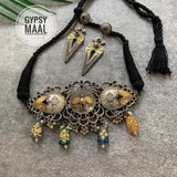 Jaipuri Beads German Silver Choker Set