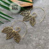 Brass Leaf Spiral Earrings